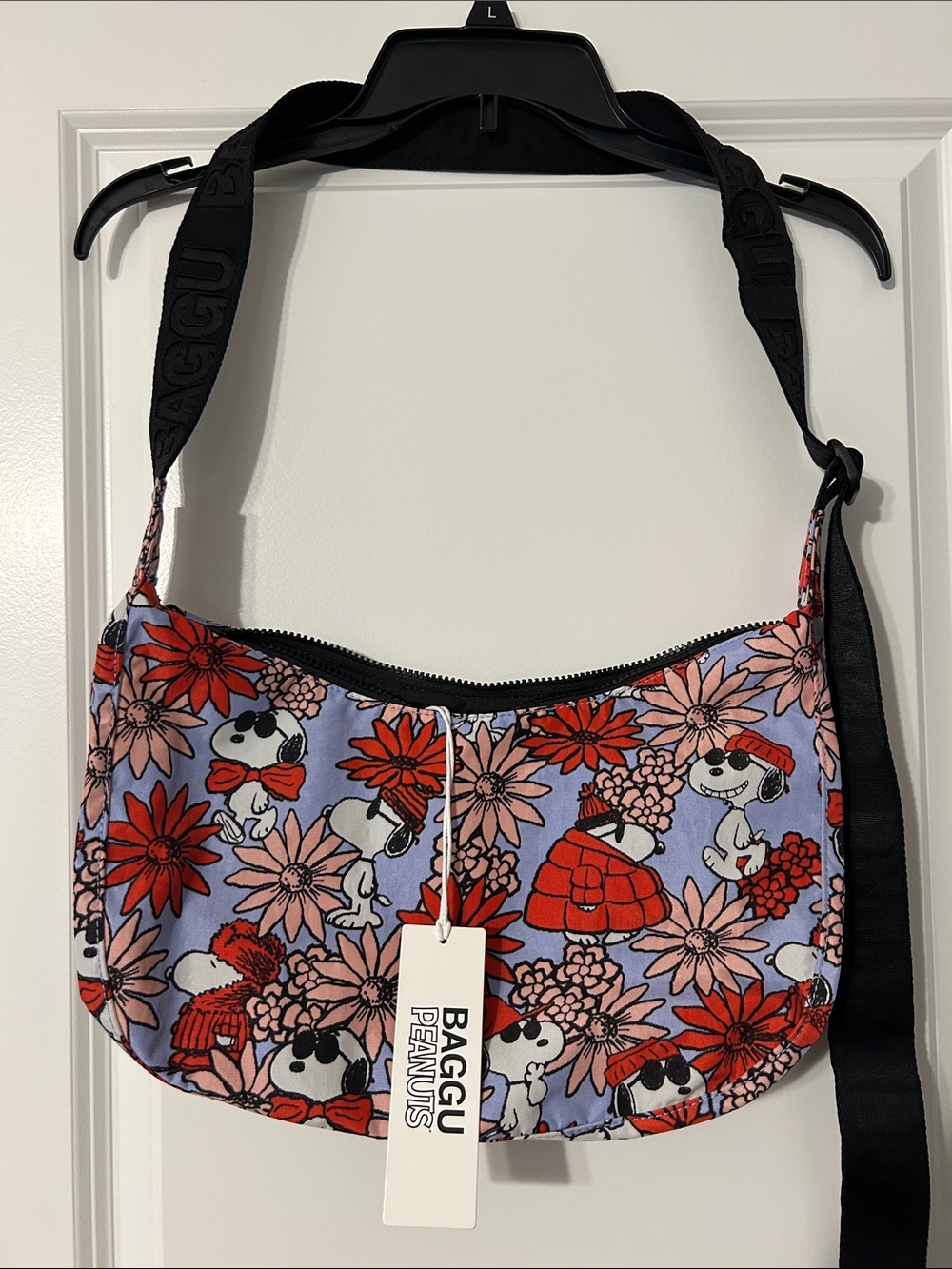 BAGGU Floral Snoopy Shoulder Bag - Red, Pink & Lavender